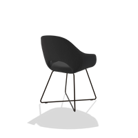 Dining Chair Milan 6516 in Leather B500 (black), espresso legs, back angled view