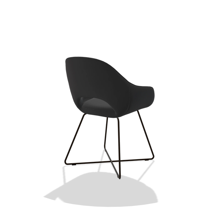 Dining Chair Milan 6516 in Leather B500 (black), espresso legs, back angled view