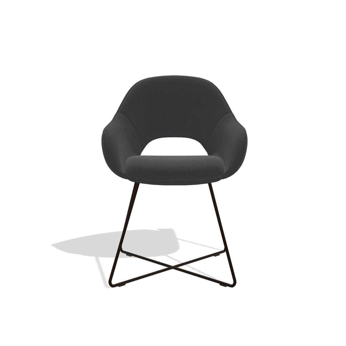 Dining Chair Milan 6516 in Leather B500 (black), espresso legs, front view