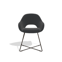 Dining Chair Milan 6516 in Leather B500 (black), espresso legs, front view