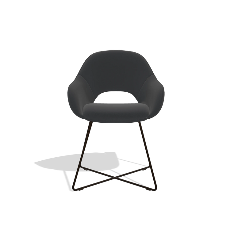 Dining Chair Milan 6516 in Leather B500 (black), espresso legs, front view