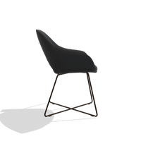 Dining Chair Milan 6516 in Leather B500 (black), espresso legs, side view