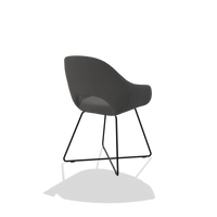 Dining Chair Milan 6516 in Leather B502 (dark grey), black legs, back angled view
