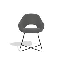 Dining Chair Milan 6516 in Leather B502 (dark grey), black legs, front view