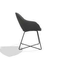 Dining Chair Milan 6516 in Leather B502 (dark grey), black legs, side view