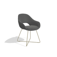 Dining Chair Milan 6516 in Leather B502 (dark grey), champagne legs, angled view