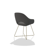 Dining Chair Milan 6516 in Leather B502 (dark grey), champagne legs, back angled view