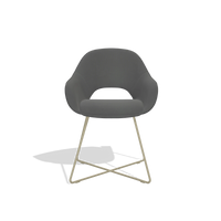 Dining Chair Milan 6516 in Leather B502 (dark grey), champagne legs, front view