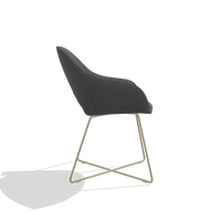 Dining Chair Milan 6516 in Leather B502 (dark grey), champagne legs, side view