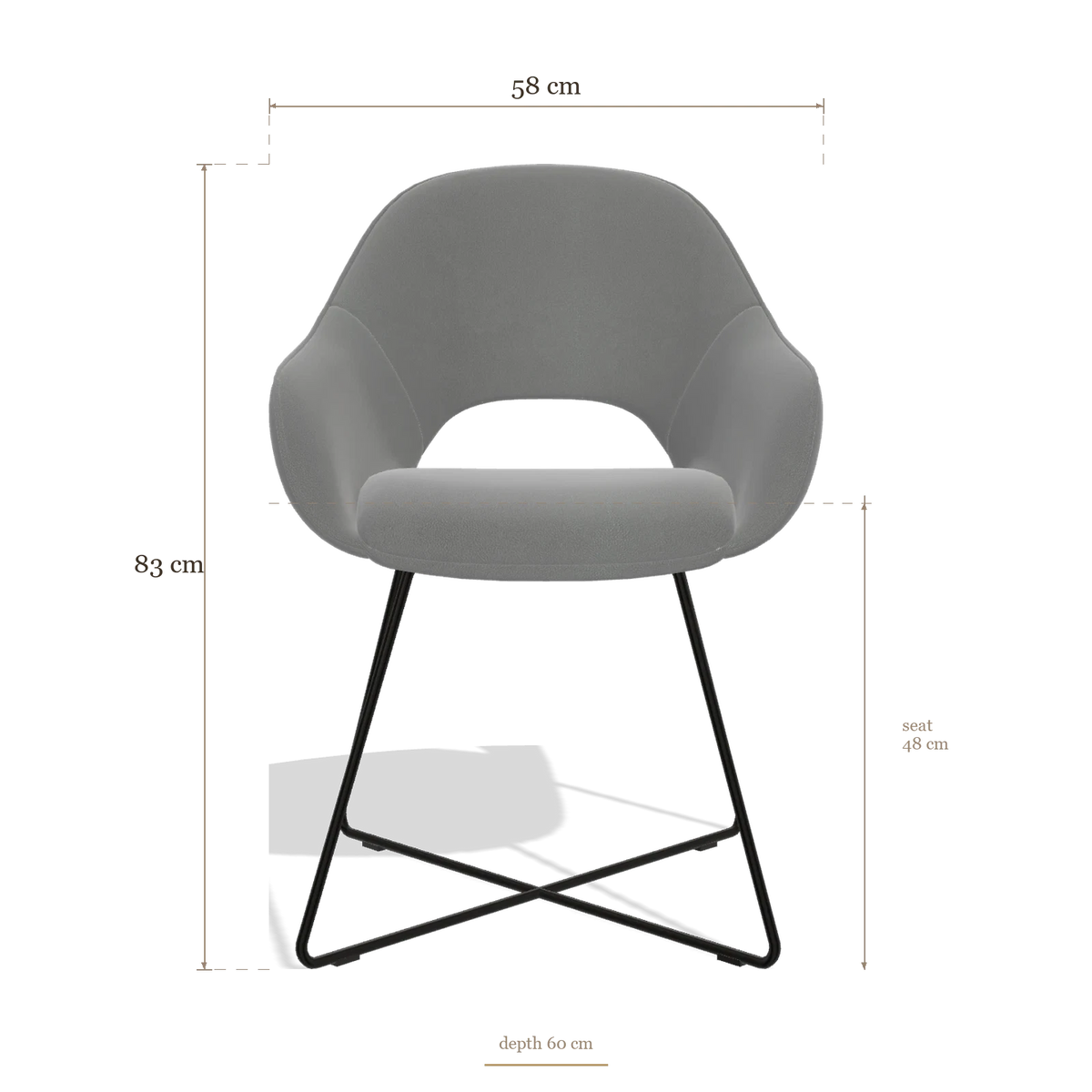 Dining Chair Milan 6516, dimensions 58 x 60 x 83 cm