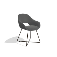 Dining Chair Milan 6516 in Leather B502 (dark grey), espresso legs, angled view