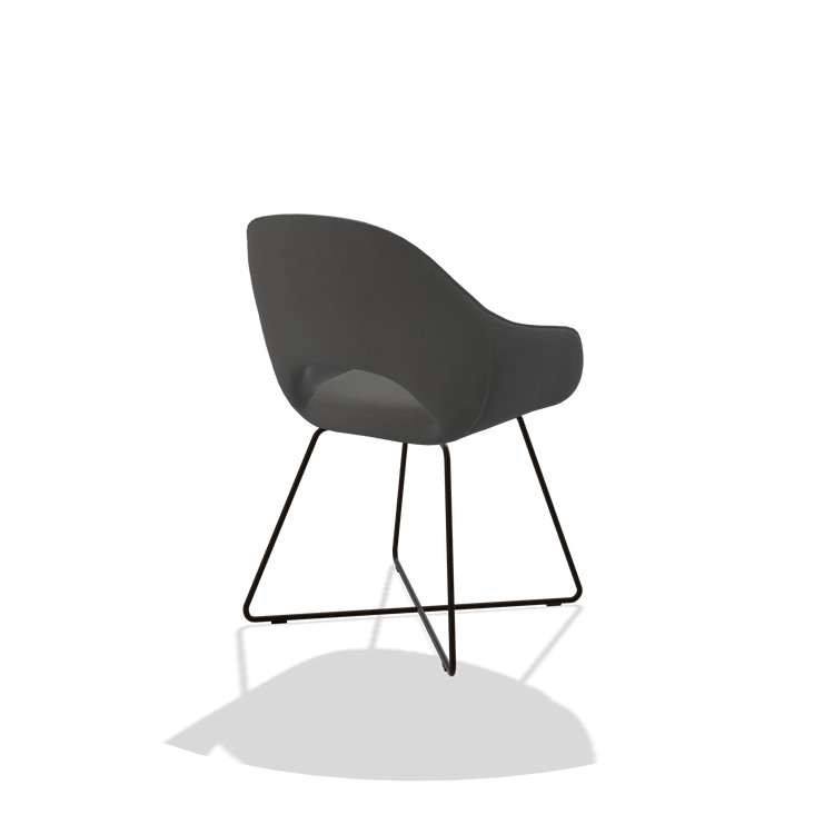Dining Chair Milan 6516 in Leather B502 (dark grey), espresso legs, back angled view