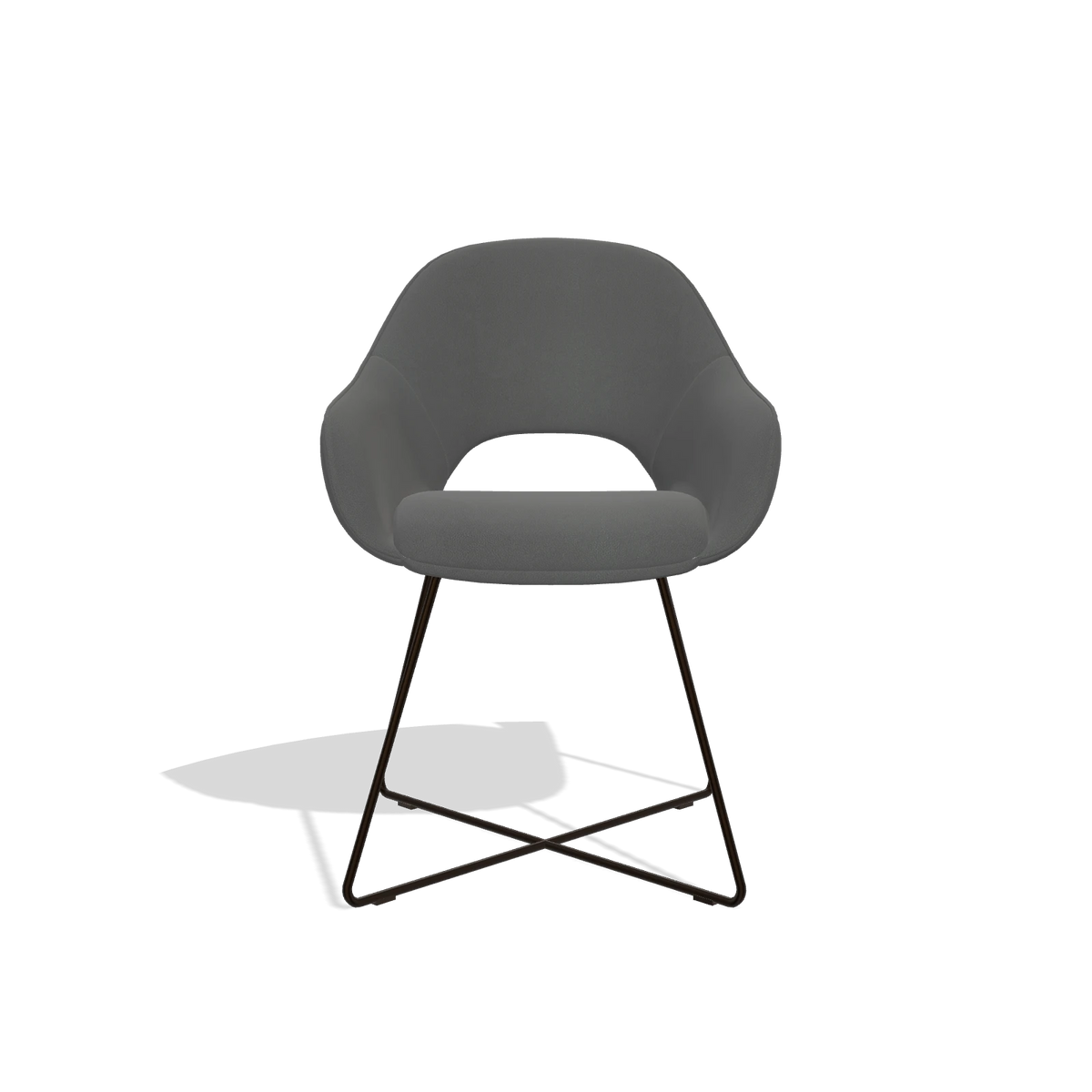 Dining Chair Milan 6516 in Leather B502 (dark grey), espresso legs, front view