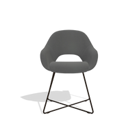 Dining Chair Milan 6516 in Leather B502 (dark grey), espresso legs, front view