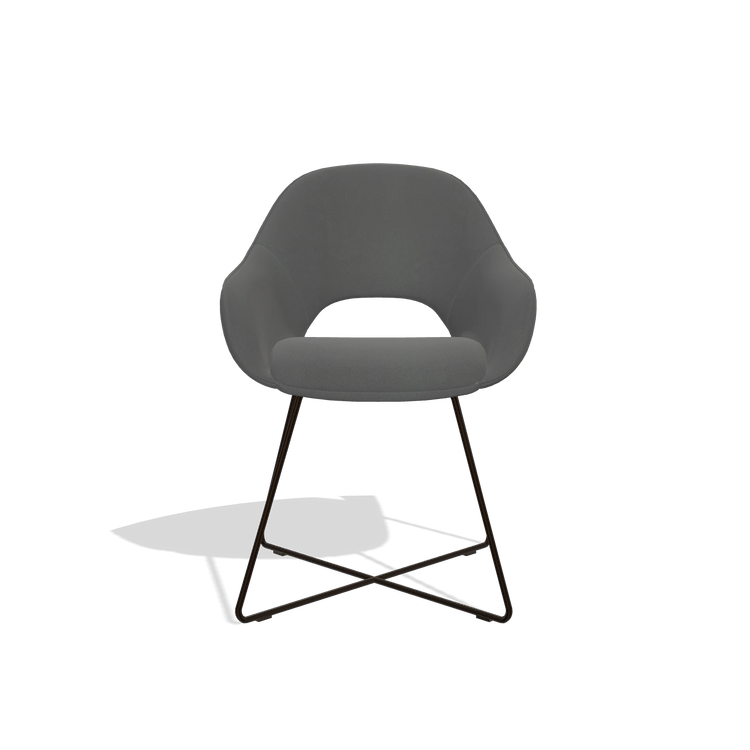 Dining Chair Milan 6516 in Leather B502 (dark grey), espresso legs, front view