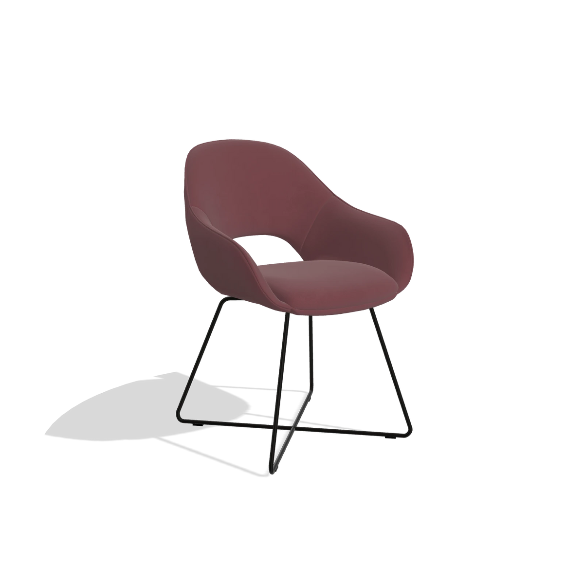Esszimmerstuhl Milan 6516 in Leder B554 (Braun), Beine in Schwarz, Schrägansicht