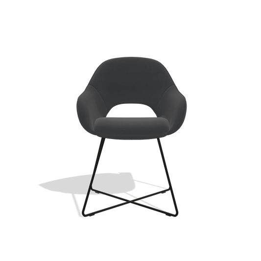 Chaise de salle à manger Milan 6516 en Cuir B900 (noir), pieds en noir, vue de face