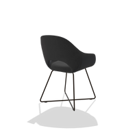 Sedia da pranzo Milan 6516 in Pelle B900 (nero), gambe in espresso, vista posteriore angolata