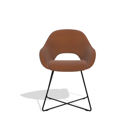 Chaise de salle à manger Milan 6516 en Cuir B912 (rouille), pieds en noir, vue de face