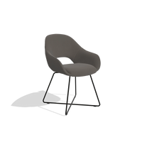 Dining Chair Milan 6516 in Leather B918 (dark grey), black legs, angled view