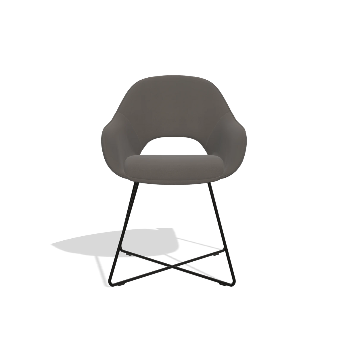 Dining Chair Milan 6516 in Leather B918 (dark grey), black legs, front view