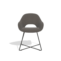 Dining Chair Milan 6516 in Leather B918 (dark grey), black legs, front view