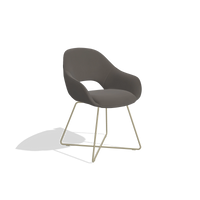 Dining Chair Milan 6516 in Leather B918 (dark grey), champagne legs, angled view