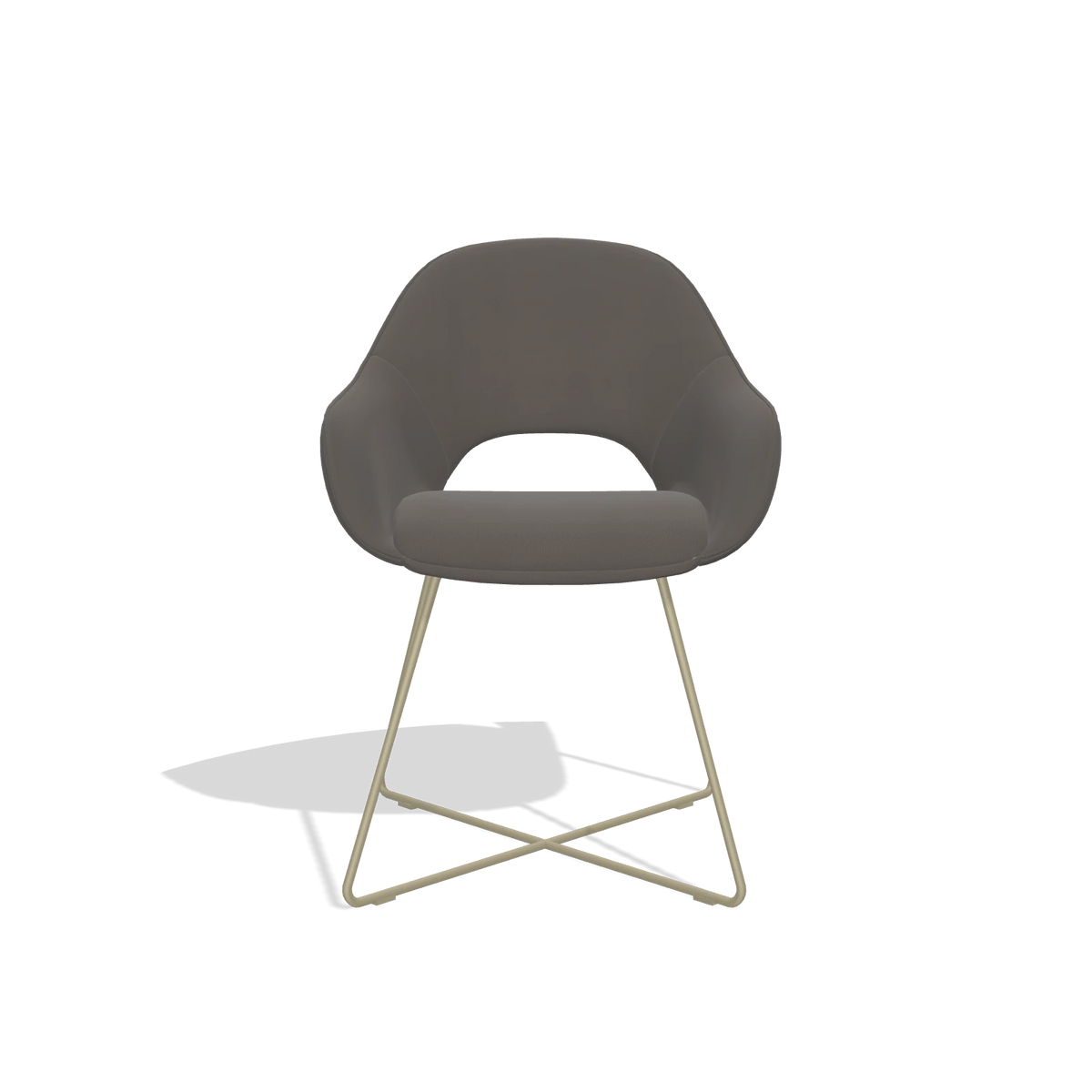 Dining Chair Milan 6516 in Leather B918 (dark grey), champagne legs, front view