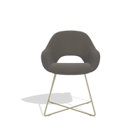 Dining Chair Milan 6516 in Leather B918 (dark grey), champagne legs, front view