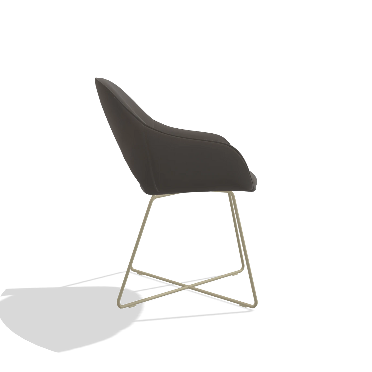 Dining Chair Milan 6516 in Leather B918 (dark grey), champagne legs, side view