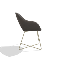 Dining Chair Milan 6516 in Leather B918 (dark grey), champagne legs, side view