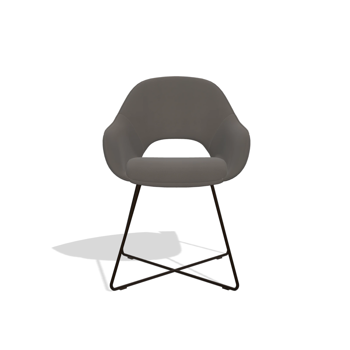 Dining Chair Milan 6516 in Leather B918 (dark grey), espresso legs, front view