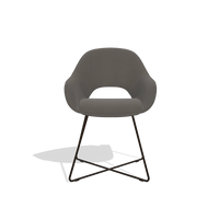 Dining Chair Milan 6516 in Leather B918 (dark grey), espresso legs, front view