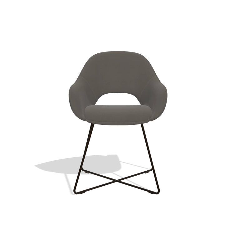 Dining Chair Milan 6516 in Leather B918 (dark grey), espresso legs, front view