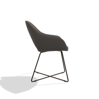 Dining Chair Milan 6516 in Leather B918 (dark grey), espresso legs, side view
