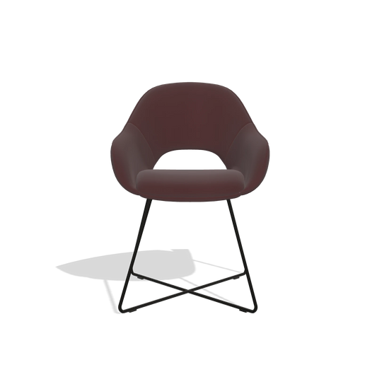 Chaise de salle à manger Milan 6516 en Cuir B938 (chocolat), pieds en noir, vue de face