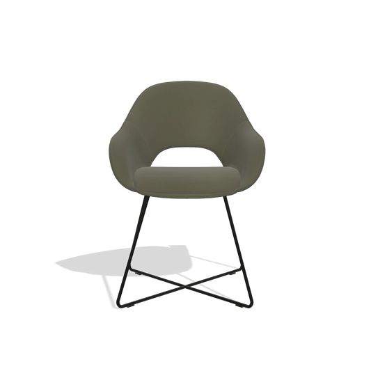Chaise de salle à manger Milan 6516 en Cuir B962 (gris foncé), pieds en noir, vue de face
