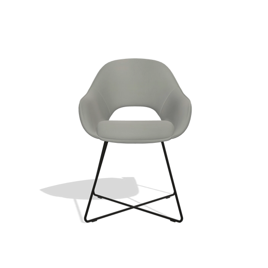 Chaise de salle à manger Milan 6516 en Cuir B967 (grège), pieds en noir, vue de face
