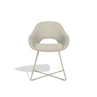 Dining Chair Milan 6516 in Leather B971 (light grey), champagne legs, front view