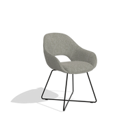 Dining Chair Milan 6516 in Lodge 01 fabric (taupe), black legs, angled view