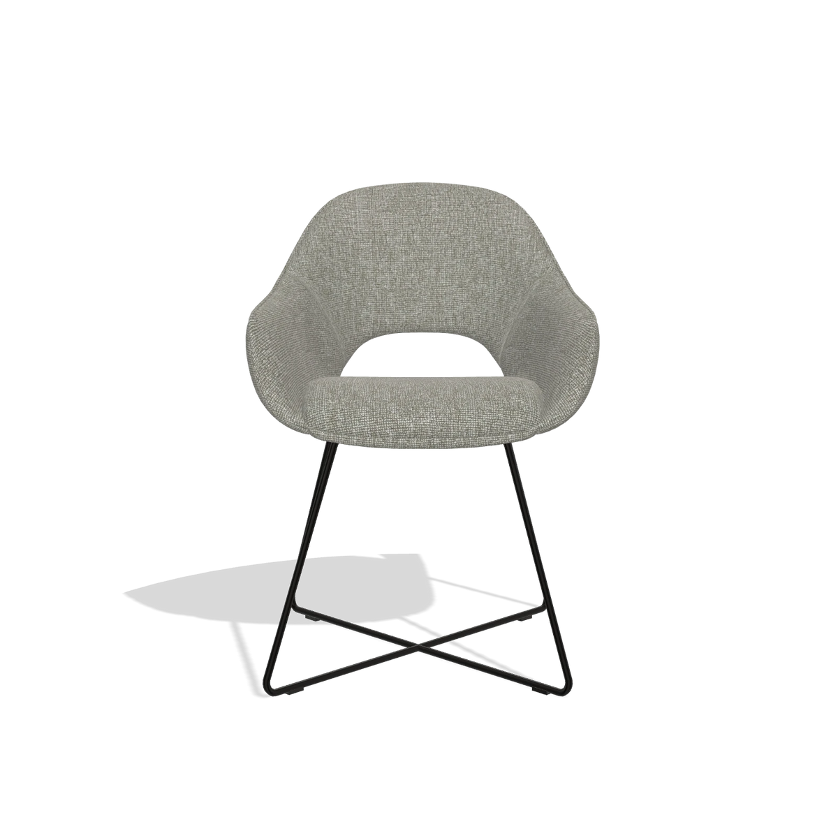Dining Chair Milan 6516 in Lodge 01 fabric (taupe), black legs, front view