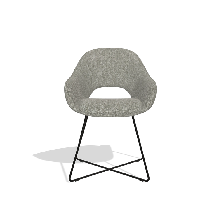Dining Chair Milan 6516 in Lodge 01 fabric (taupe), black legs, front view