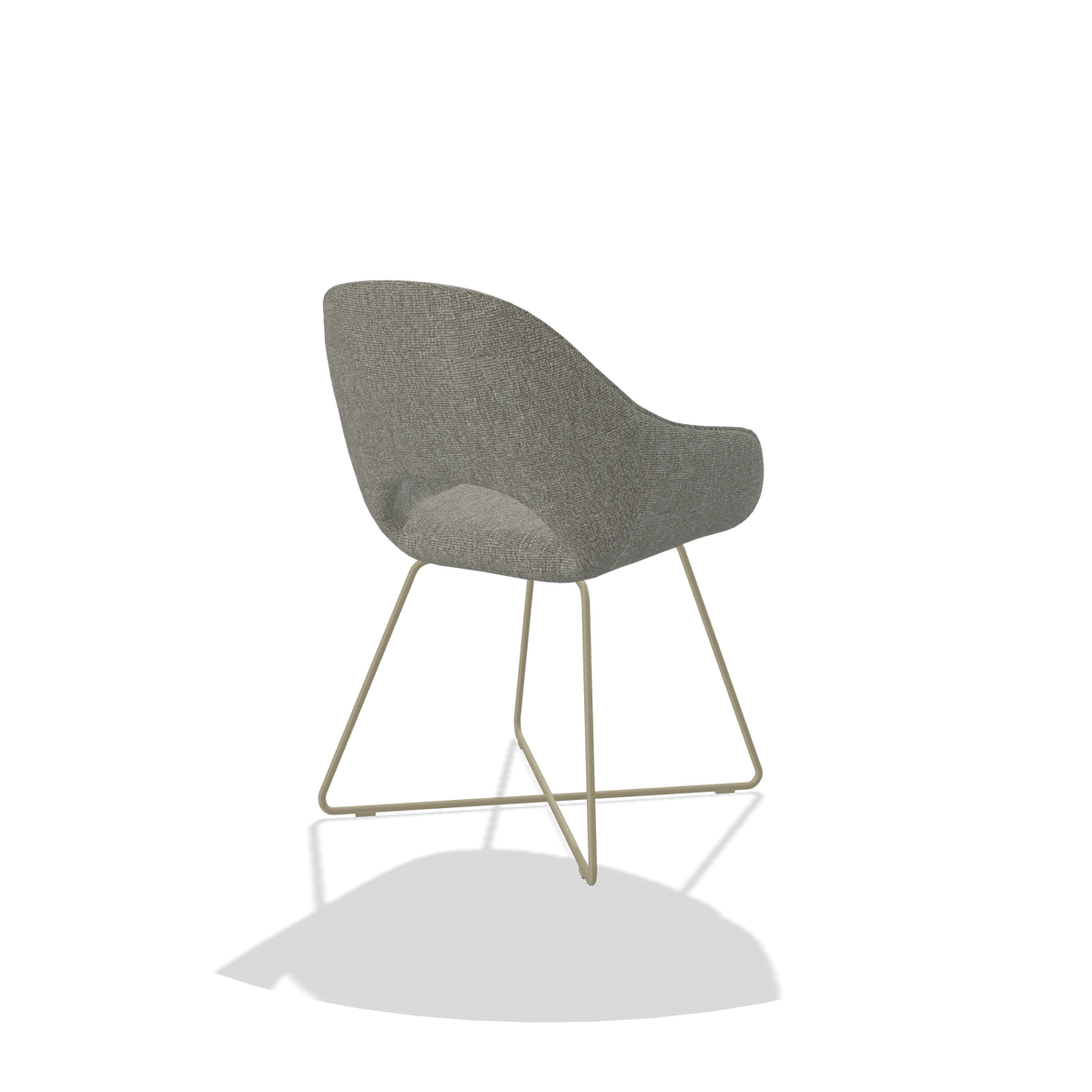 Dining Chair Milan 6516 in Lodge 01 fabric (taupe), champagne legs, back angled view
