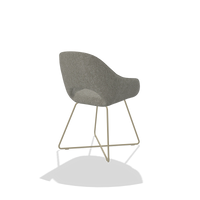 Dining Chair Milan 6516 in Lodge 01 fabric (taupe), champagne legs, back angled view