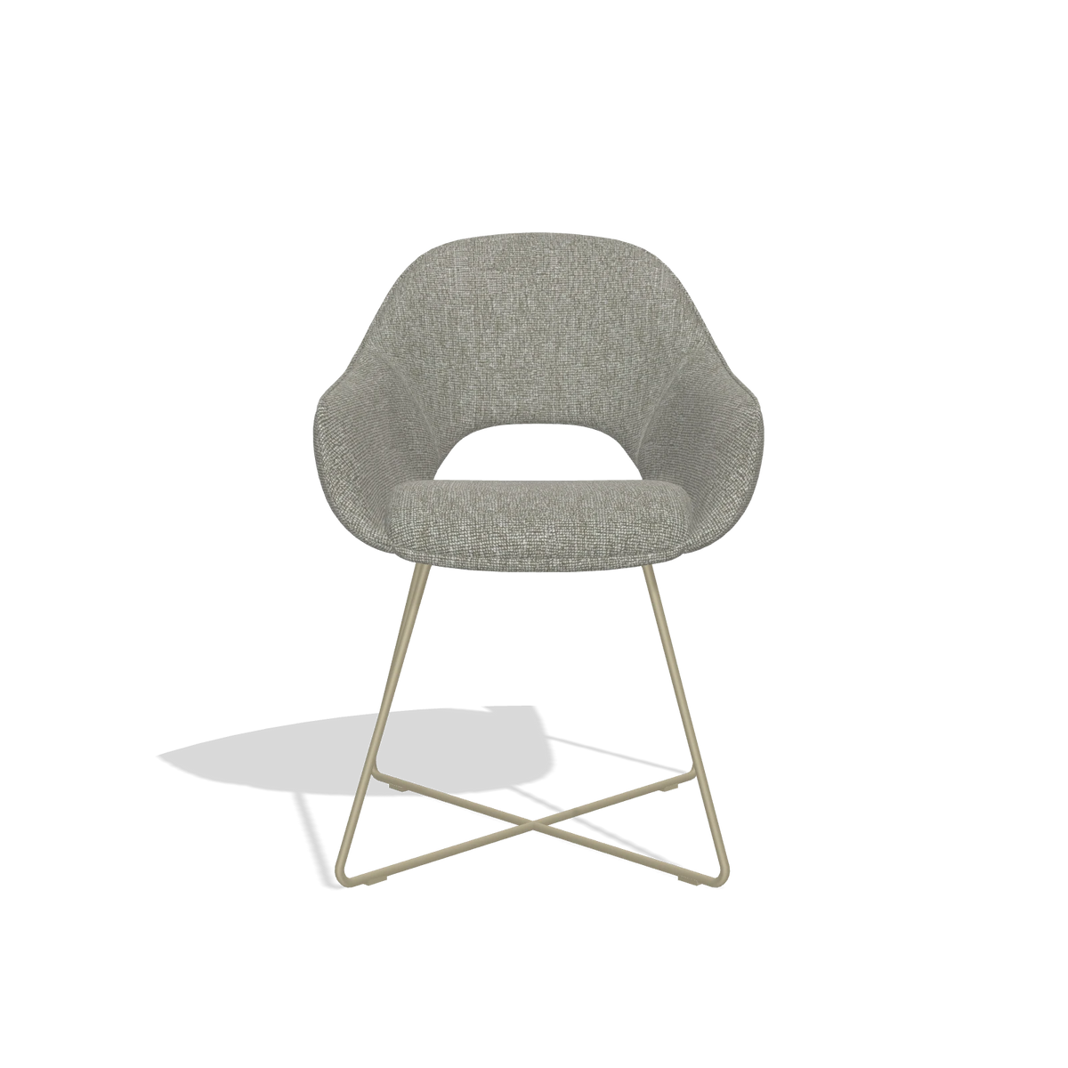Dining Chair Milan 6516 in Lodge 01 fabric (taupe), champagne legs, front view