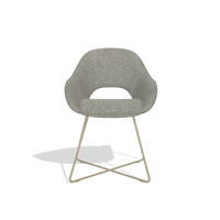 Dining Chair Milan 6516 in Lodge 01 fabric (taupe), champagne legs, front view