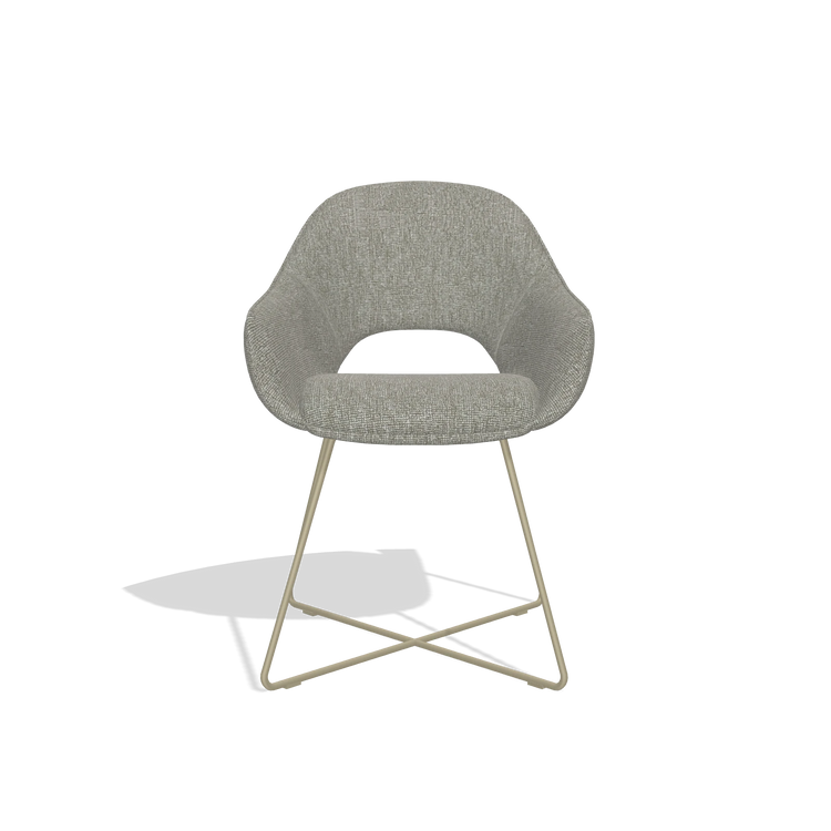 Dining Chair Milan 6516 in Lodge 01 fabric (taupe), champagne legs, front view