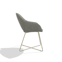 Dining Chair Milan 6516 in Lodge 01 fabric (taupe), champagne legs, side view