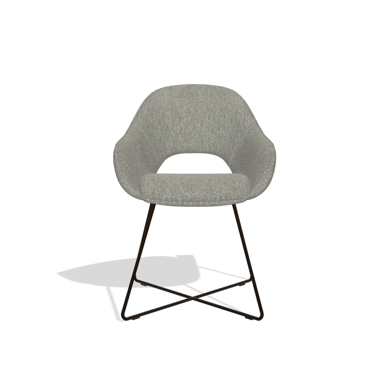 Dining Chair Milan 6516 in Lodge 01 fabric (taupe), espresso legs, front view