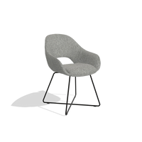 Dining Chair Milan 6516 in Lodge 40 fabric (grey), black legs, angled view